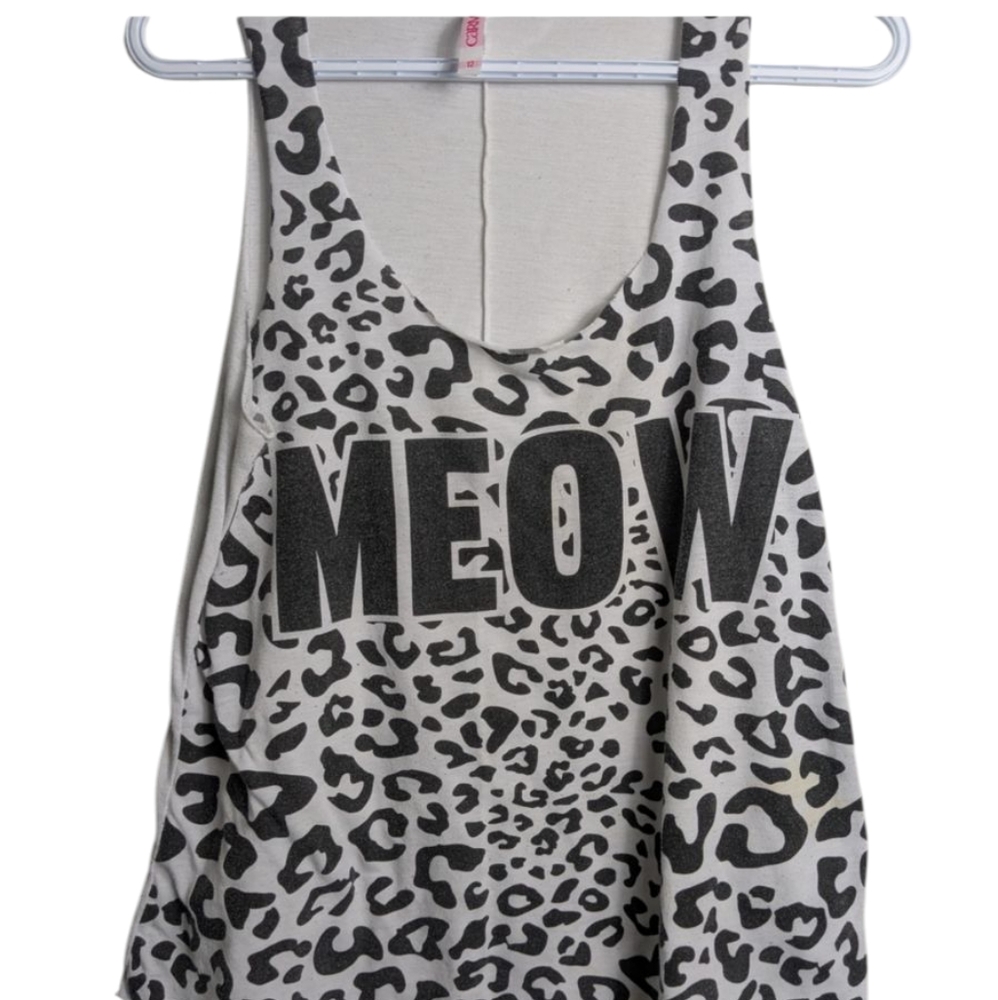 Leopard Print 'Meow' Tank Top